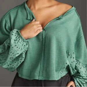 Anthro Pilcro batwing eyelet sweatshirt m